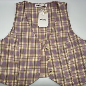 Elodie M lavender plaid vest